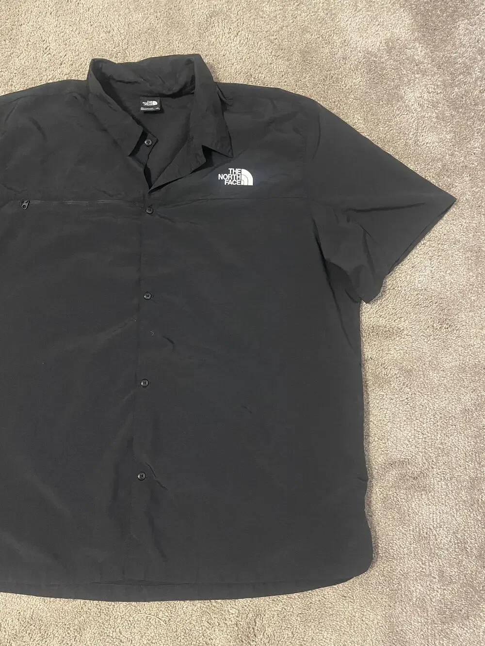 The North Face Shirt Mens 2XL Black Short Sleeve Button Front Outdoor Hiking
